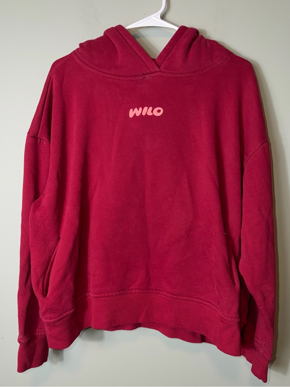Wilo the Label Women’s Maroon Hooded Sweatshirt Bubble Letters Large